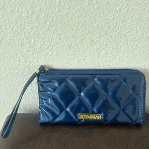 JOY & IMAN Quilted Metallic Long Travel Wallet BLUE  nwot